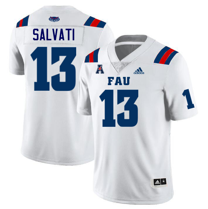 Florida Atlantic Owls #13 August Salvati College Football Jerseys Stitched-White